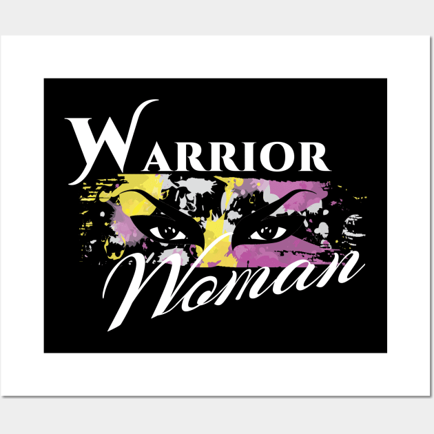 Warrior Woman | Splatter War Paint Pink Yellow White Wall Art by aRtVerse